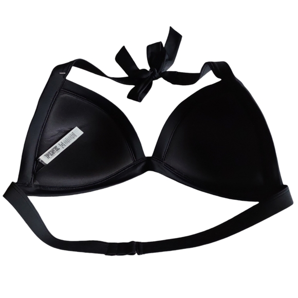 NWT Pink Victoria's Secret XXL Black Tie Halter Bikini Top - Picture 2 of 12